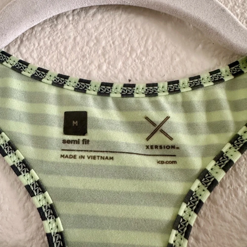 Xersion Long Green Striped Tank Top